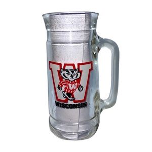 University of Wisconsin Badgers Beer Mug: Vintage Glass Stein: BIG 10: NCAA